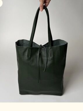 Borse in pelle black noir pebbled leather Tote Bag -made in Italy luxury zipper